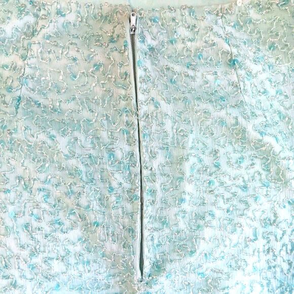 Vintage Lawrence Kazer Teal Aqua Beaded Silk Midi Skirt Sz S 80s 90s Eveningwear - Picture 12 of 16